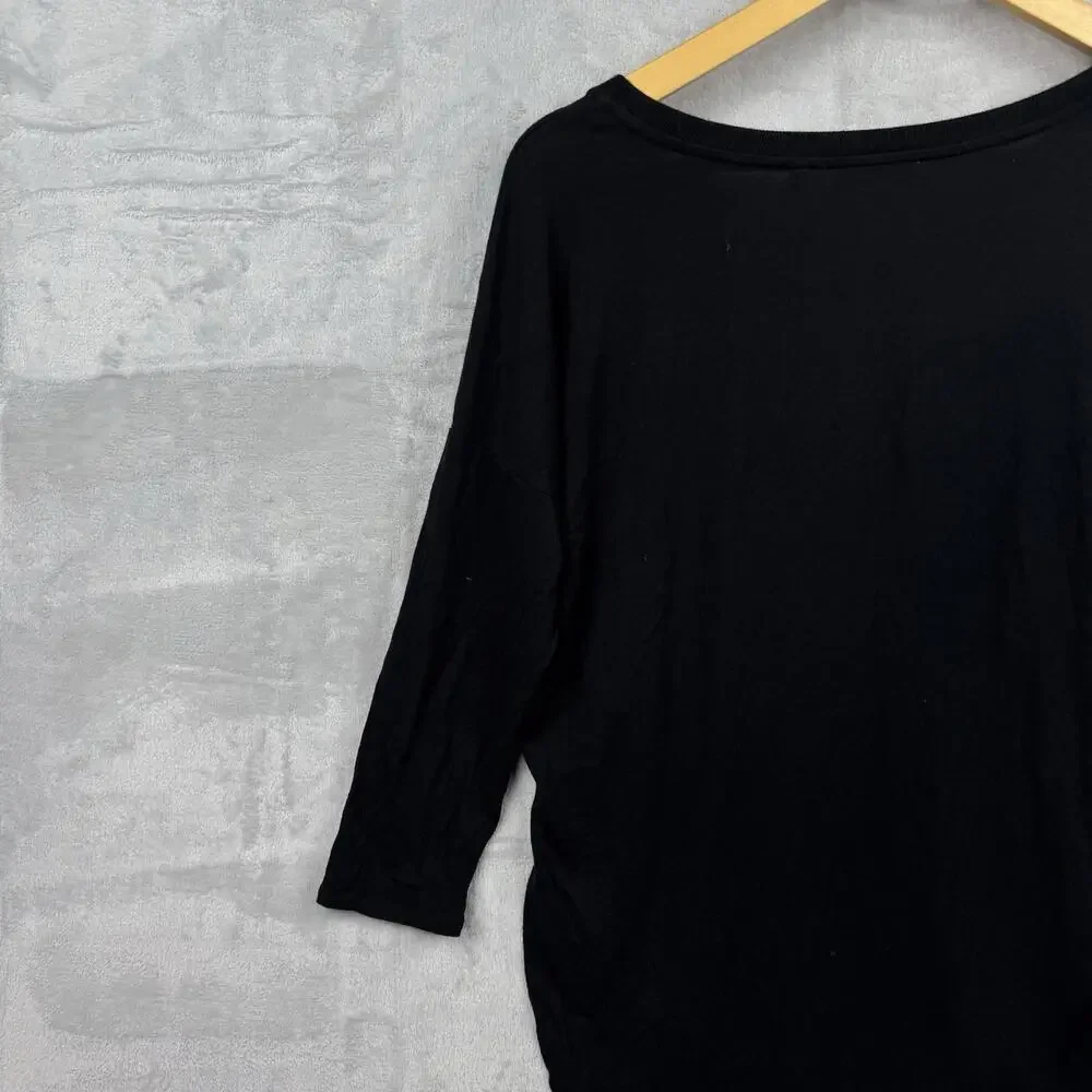 Aritzia Babaton Black 3/4 Sleeve Relaxed Fit Top Size XS Minimalist Essential - Picture 7 of 9